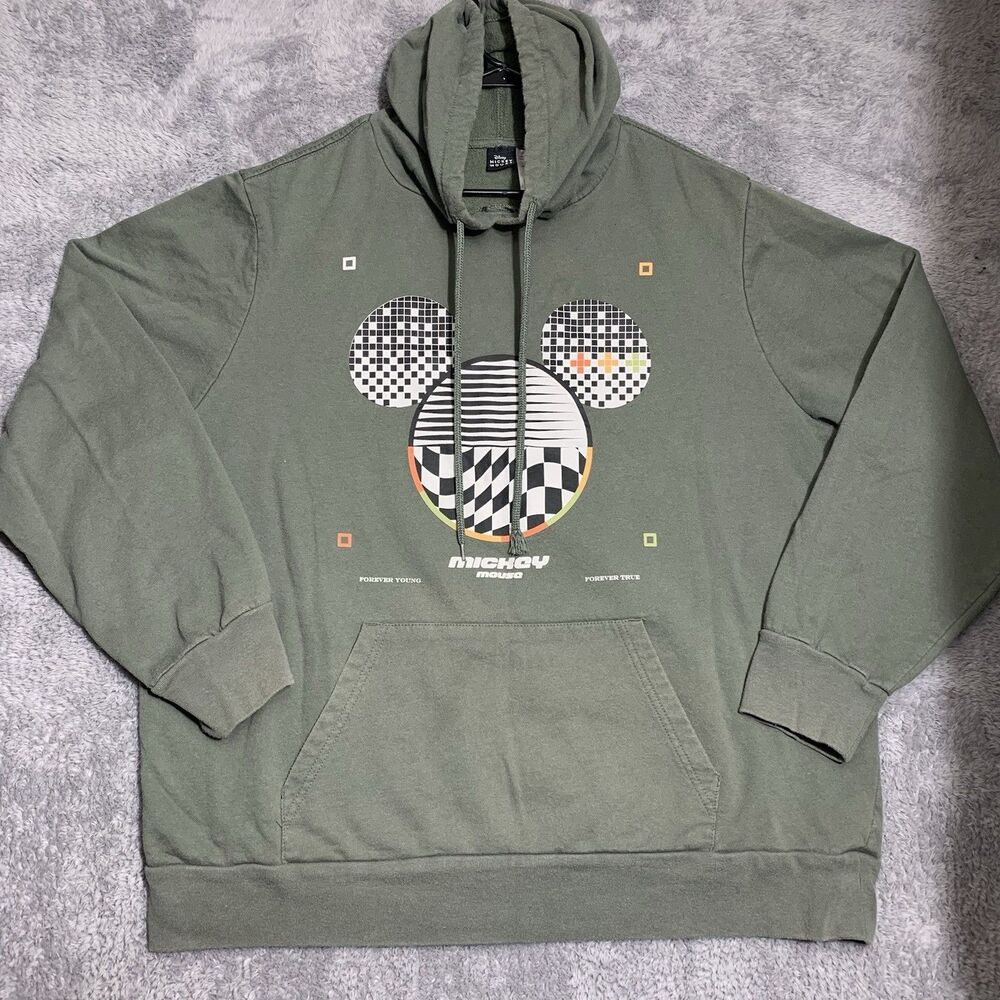 Disney‎ Mickey Mouse Men's Green Hoodie Sweatshirt Size XXL/2XG (50-52)